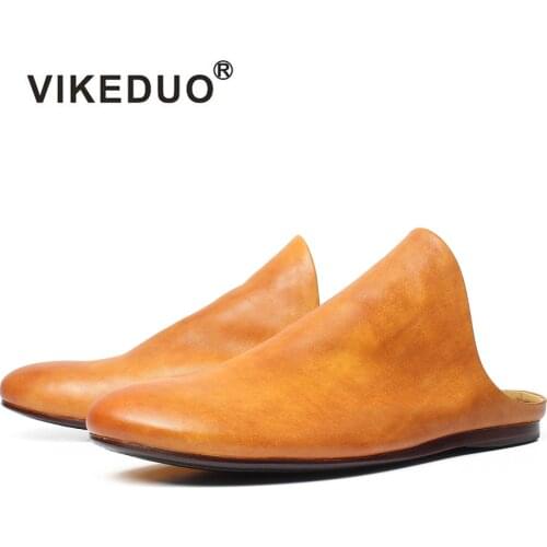 Vikeduo Hand Made Official Brand Best Sellers Comfortable Wearing Leather Slippers Mens Shoes Sandal