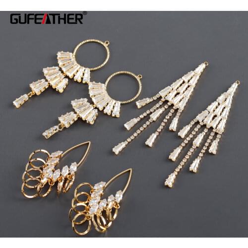 YEGUI M1035,jewelry accessories,18k gold plated,copper metal,zircons,jewelry findings,charms,diy earring,jewelry making,6pcs/lot