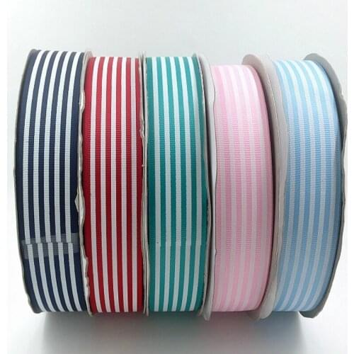 ZERZEEMOOY 25mm 1" 50yard/rolls Five color stripe Grosgrain ribbon handmade DIY head wear ribbon bow garment accessories