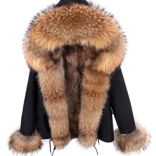 2020 New Men Jacket Winter Coat Short Natural Raccoon Fur Hood Thick Warm Waterproof Parka Real Fox Fur Liner Coat