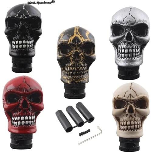 1PCS Car Manual Gear Shift Knob Sleeve Adapter Lever Universal cool Red rider helmet human skull style makes Auto Accessories