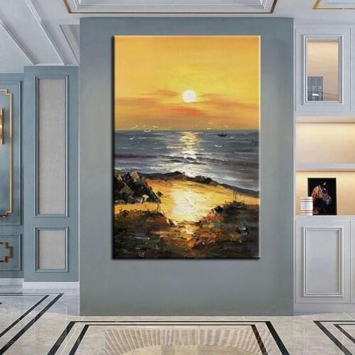 100% Hand-Painted Oil Painting Landscape Paintings Abstract Seascape Art Modern Wall Canvas Art Sea Home Decoration Showpiece