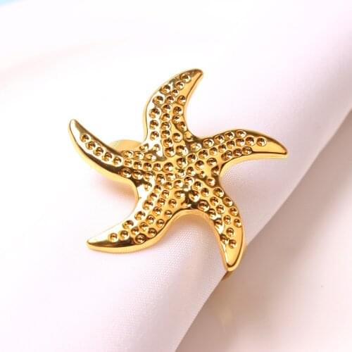 12PCS/Metal animal starfish napkin ring Western food table top decoration for reception, wedding banquet, holiday party