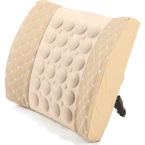 12 V Electric Massage Memory Foam Car Vibrate Lumbar Back Support Pillow for Lower Back Pain Relief Car Seat Interior Accessory