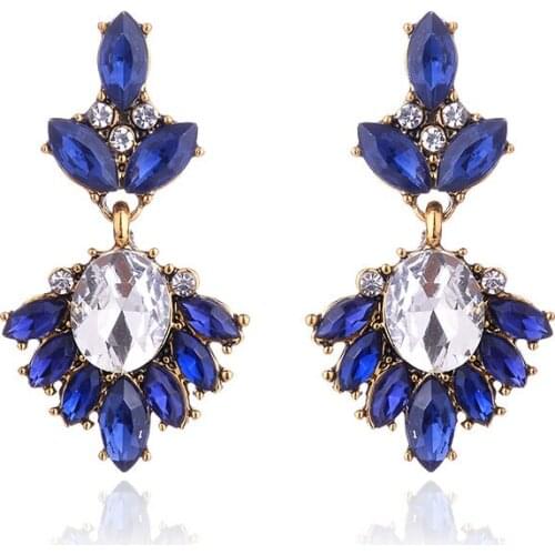 17colors Vintage Antique Golden Transparent Rhinestone Earrings For Women Bijoux Brincos Womens Christmas Gift