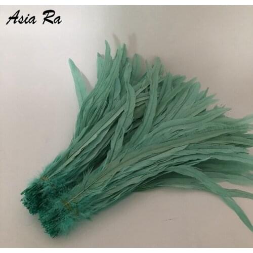 20-25CM Natural Mint Green Chicken Rooster Tail Feather Wedding Dress Skirt Party Clothing Decoration DIY Craft Feathers