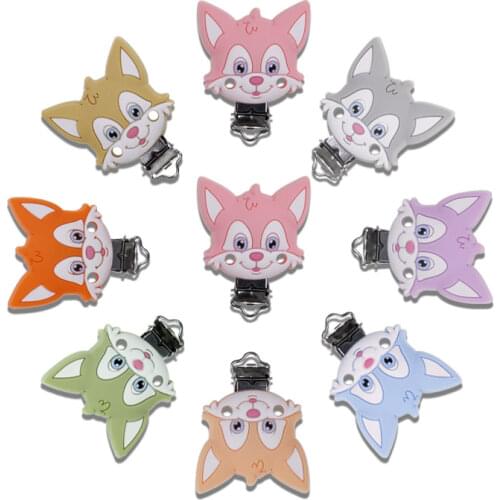 Kovict 3pcs Fox Silicone Pacifier Clips BPA Free Cartoon Animal Teether Beads Pacifier Clip Baby Oral Care Nurse Toys