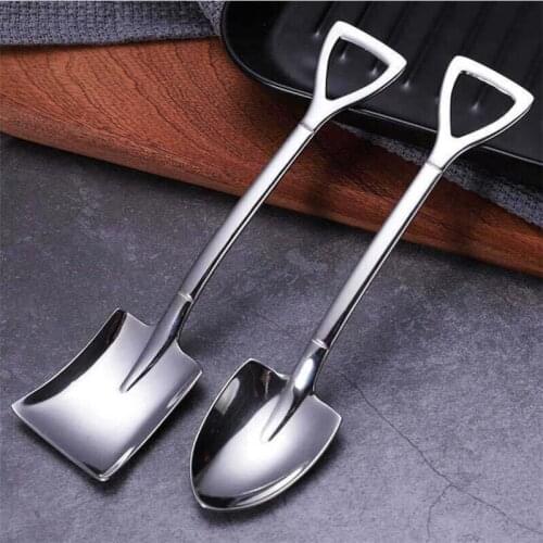 304 creative retro shovel coffee spoon stainless steel dessert spoon watermelon spoon ice cream spoon tip shovel flat shovel