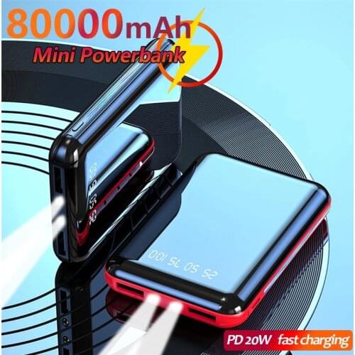 30000mAh Mini External Battery Mobile Phone Portable Charger LED Illuminators Digital Display Mobile Power One-way Fast Charger