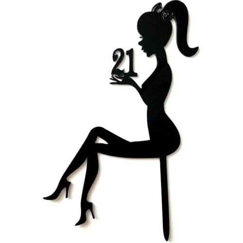 Acrylic High Heels Lady Girl Cake Topper 18/21 Happy Birthday Cupcake Topper For Weddding Girls Birthday Party Cake Decorations