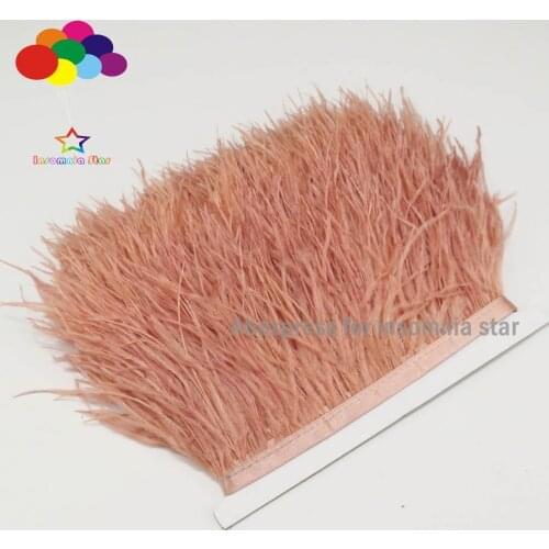 Rust on Satin Header Ostrich Feather Plumes Fringe Trims With Satin Ribbon Tape