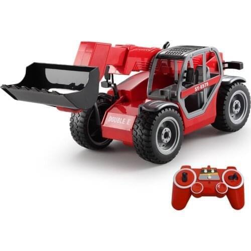 Remote Control Telescopic Arm Loading Forklift RC Truck One Key Demo Simulation Boom Truck Shrinking Shovel Engineering Model