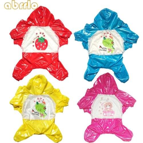 Pet Dog Raincoat Cute Cartoon Print Puppy Jumpsuit Waterproof Chihuahua French Bulldog Jacket Clothes For Small Dogs York Pug