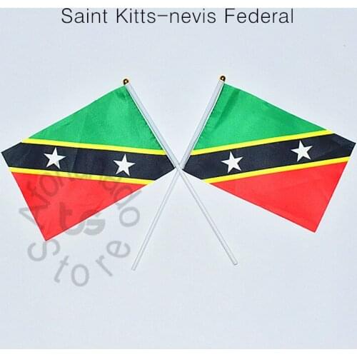 Saint Kitts And Nevis flag Banner 14*21cm hand waving National flag Home Decoration flag banner