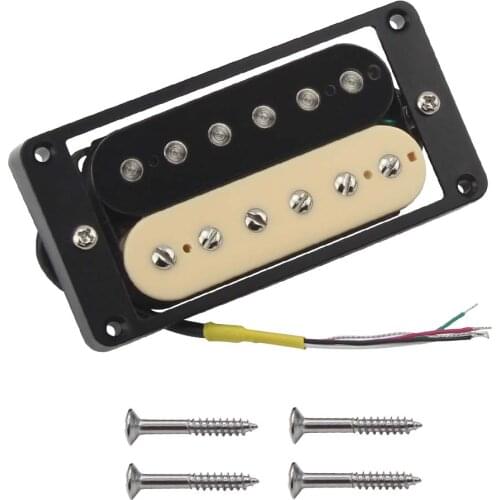 FLEOR Alnico 5 Humbucker Electric Guitar Bridge Pickup Zebra with Black Curved Frame for LP Style Guitar Parts
