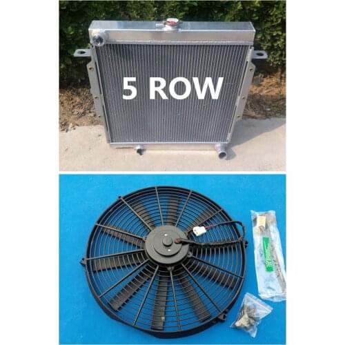 5 Row Aluminum Radiator + Fan For Toyota Land Cruiser 75 Series HZJ75 1990-2001 90 91 92 93 94 95 96 97 98 99 00 01