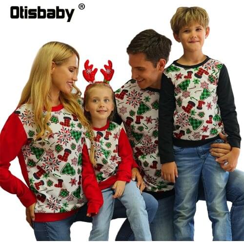Christmas Matching Family Outfits Winter Girls Boys Print Hoodies Mother Daughter Son Sweaters Fashion Women Men Cotton Pullover