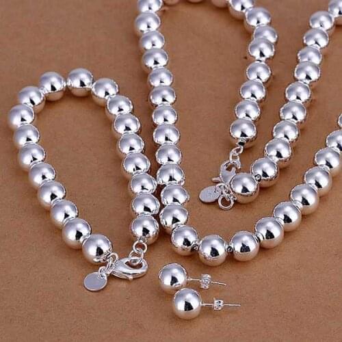 Factory price top quality 925 sterling silver jewelry sets 925 silver necklace bracelet earring SMTS082