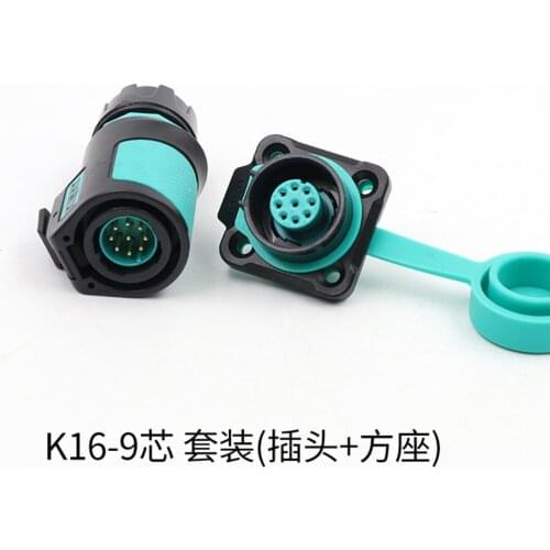 KWAY K16 Industrial Circular IP68 Waterproof Connector M16 9 Pin Cable Wire/Penal Male Plug Female Socket 9Pin Signal Adapter