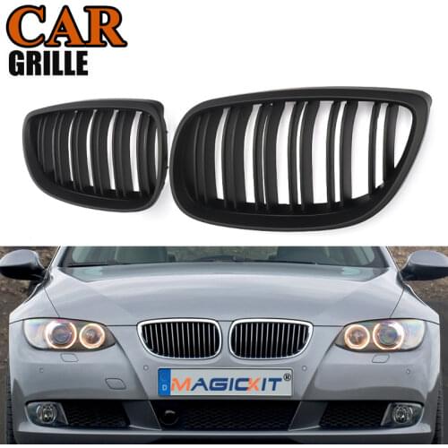 MagicKit Matte Black Front Kidney Grille Dual Fins For 2006-2013 BMW E92 E93 M3 328i 335i