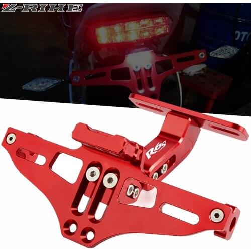 Motorcycle Adjustable Angle Aluminum License Number Plate Frame Holder Bracket LED Light For Yamaha YZF R6 R6S 2006 2007-2010