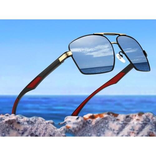 Pilot Polarized Sunglasses Design Classic Mens Aluminum Square Sports Driving Eyewear Color-Change Lens JDA3050