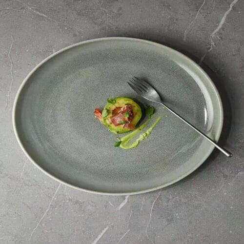 2021 Ceramics Plate Household New Nordic Style Flat Dish Platter Creative Personality Western Steak Tray Light Luxury Simplicity