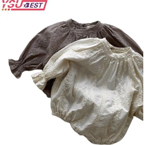 2021 New Newborn Baby Girls Jumpsuit Cotton Embroidery Bodysuits Lovely Princess Style Summer Toddler Baby Girl Bodysuits