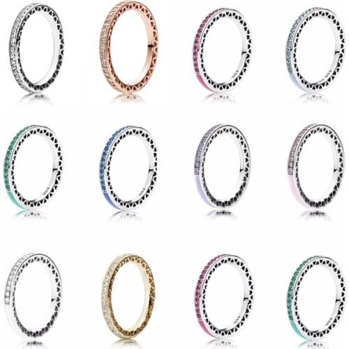 NEW 925 Sterling Silver & 14 Gold Color Pan Rings For Women Jewelry Rose Gold Drops of oil Fashion diy Wedding Ring