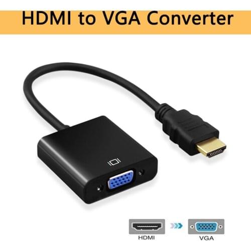 HDMI to VGA Converter Adapter Video Cable 1080P with Audio out Male to Female for PC Laptop Tablet Projector black