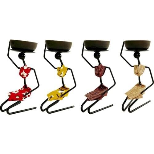 Simple Women Design Candle Holder Table Dinner Black Iron Candlestick for DIY