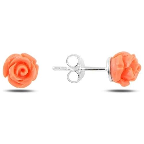 Silver 925 Sterling Rose Figured Earrings