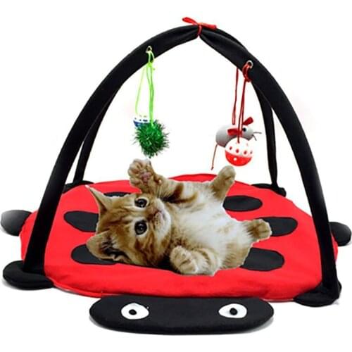 Cat Lounger Hammock Kitten Small Dogs Sleep Play Bed Tent with Ball Toys Foldable Pet Sofa Mat Indoor Cathouse