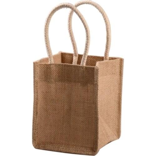 Burlap Tote Shopping Bag Jute Gift Bags Reusable Grocery Bag with Handle for Decorating Art Craft Bookbag Events Schools H9ED