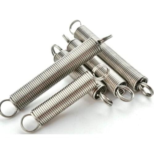 2pcs 1.2mm wire diametetr 10mm outside diameter stainless steel extension springs pulled small tension spring 30mm-60mm length