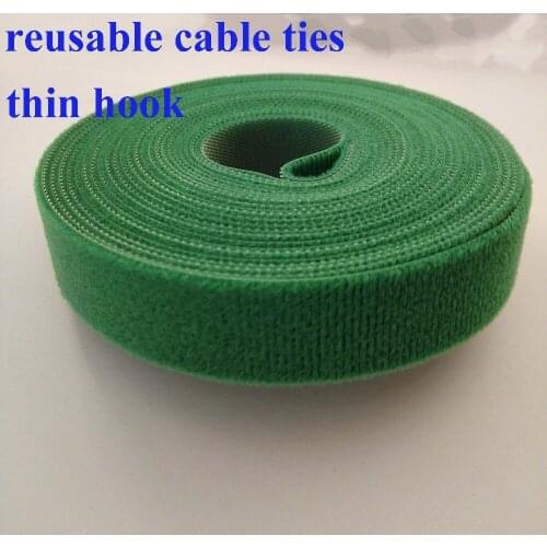 Green 10mm*25M reusable nylon cable ties Self-gripping Strap Stick Ties Computer PC TV Wire Management magic tape hook loop ties