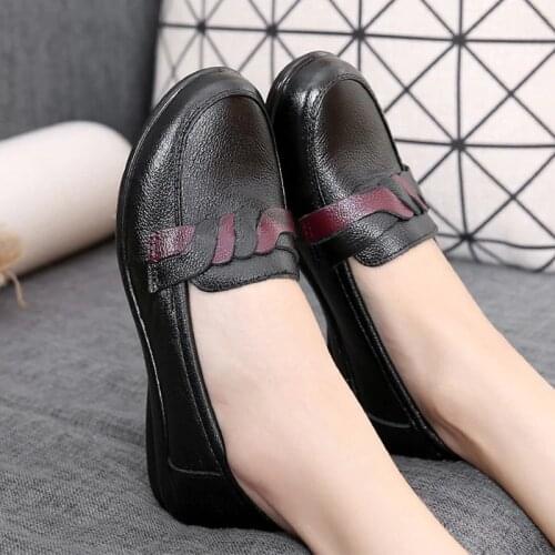 Womens Shoes Flats Genuine Leather Solid Cross-Tied Round toe Shoe for Ladies Cozy Casual Plus size 41-43 Sneakers Driving