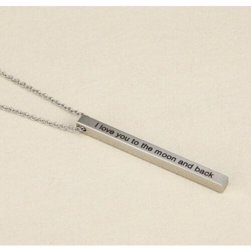 Gold Silver Stainless Steel Necklace Jewelry Inspirational Lettering I love you to the moon and back Necklace Jewelry