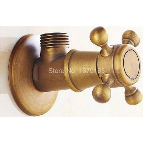 1Pcs Antique Brass Bathroom Faucet Angle Stop Valve 1/2" Male Bathroom Accessory aav004
