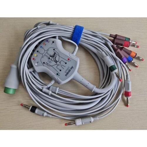 1 pcs for Mindray EC6412 Ubeconn G2 ECG Cable (Ф4) with banana plugs 12-pin 12-lead ECG Cable AHA Wires 009-005527-00