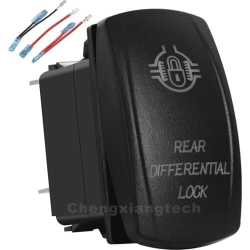 12v/24v Rear Differential Lock Up Green & Down Blue Led Rocker Switch 5P SPST ON/OFF+Jumper Wires Set Car Boat Truck Waterproof