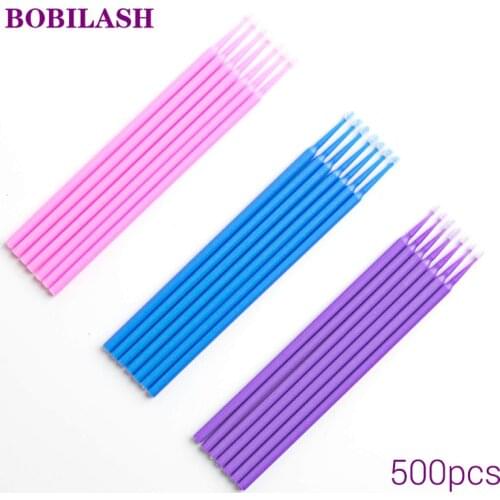 500pcs Micro Brush for Eyelash Extension Disposable Eye Lash Glue Cleaning Swab Individual Lash Removing Tools