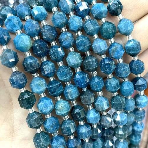 8mm Faceted Natural Blue Apatite Gem Stone Round Loose Spacer Beads For Jewelry Making Handmade Charm DIY Bracelet Accessories