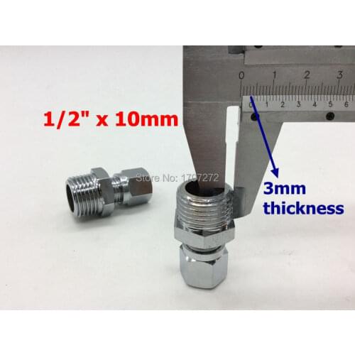Free shipping copper fitting 1/2" x 10MM High Quality Ferrule Tube Pipe Fittings Threaded Male Connector, brass fitting