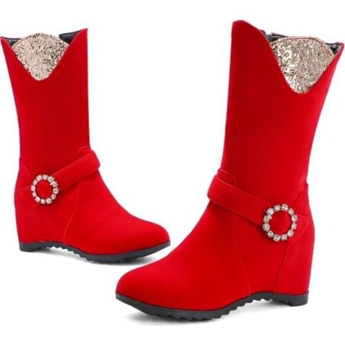 BLXQPYT Botas Mujer 2021 Autumn Winter combat boots for women Increased internal Thick High Quality Shoes Snow Middle Boot 11-39