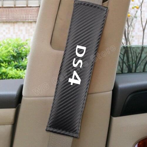 Car Safety Belt Cover For Citroen Ds4 Carbon Fiber Texture Seatbelt Protector Auto Seat Belt Shoulder Pad Vehicle Supplies