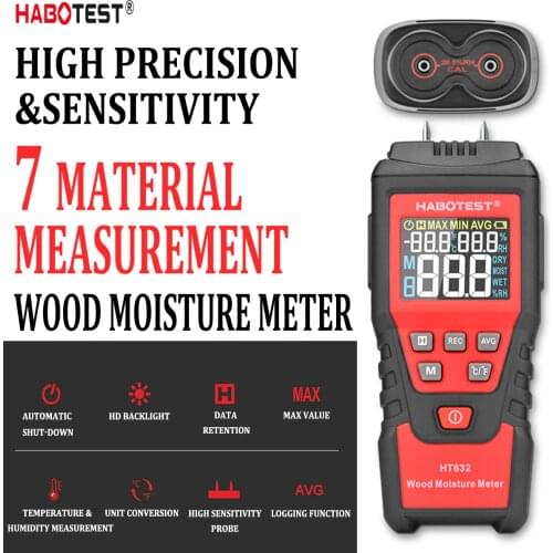 HABOTEST 0-99.9% Digital Wood Moisture Meter Wood Humidity Tester Hygrometer Timber Damp Paper Concreate Cement Detector Tester