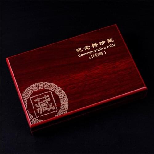 Wood Coin Protection Display Box Storage Case Holder Round Box Commemorative Collection Box
