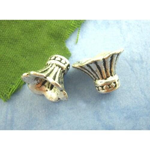 DoreenBeads 25PCs Silver Color Flower End Beads Caps 12x9mm (B01505), yiwu