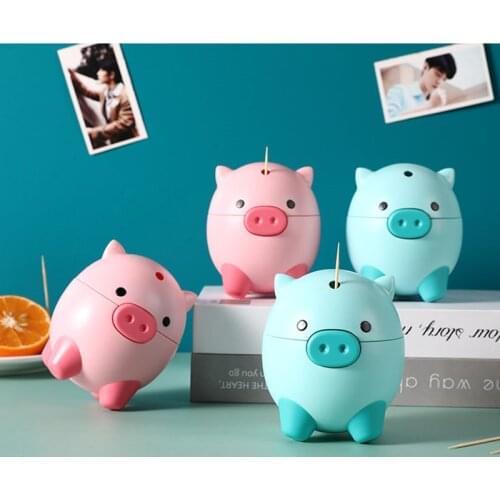 Piggy Shape Toothpick Container Automatic Dispenser Storage Box Toothpick Holder Organizer Home Decoration Kitchen Accessories